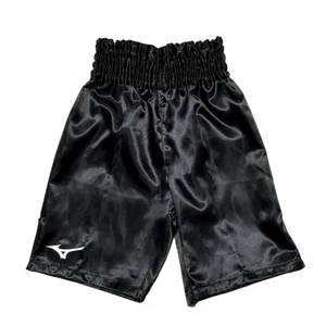 MIZUNO Boxing Pants Trunks Long Type with a Slit Black x White Satin Japan - Picture 1 of 5