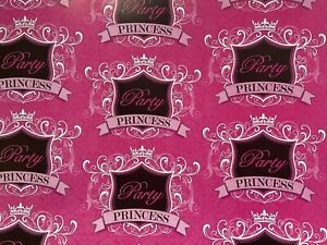 Pink Party Princess Birthday Present Gift Wrapping Paper,2 Sheets And Tag