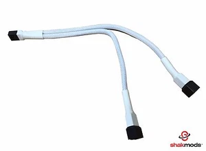 Shakmods 20cm 4 pin PWM Fan Y Splitter White Sleeved Extension Cable - Picture 1 of 4