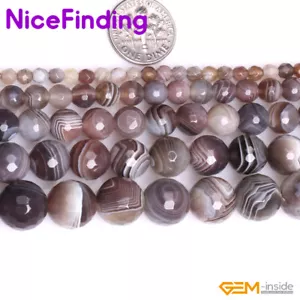 Natural Botswana Agate Round Faceted Beads Jewelry Making 15'' 6mm 8mm 10mm 12mm - Picture 1 of 30