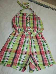 HTF Gymboree Girls Size 6 PALM BEACH PARADISE Halter Pink Plaid Romper Shortall - Picture 1 of 4