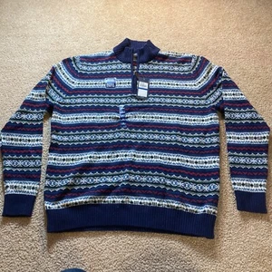 NEU IZOD Herren Gr. XL Pullover Pulli Blau 1/4 Reißverschluss Langarm - Bild 1 von 15