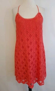 Neu mit Etikett Maurices M korallenrosa Häkelkleid gefüttert Träger knielang ärmellos  - Bild 1 von 8