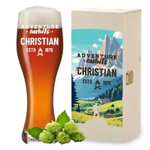 Wheat Beer Glass 0,5L & Wooden Box With UV Print - Personalized Gun - Bild 1 von 63