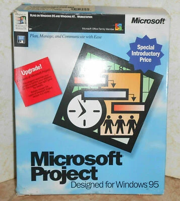 💻 Microsoft Project Software Windows 95 "7~ 3.5" DISCS,💥 UpGrade-able,Open~Box - Image 1 of 4