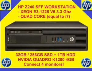 ๐ HP Z240 SFF Quad Core Xeon E3-1225 3.3 32GB 512GB SSD+1TB HDD Quadro K1200 - Picture 1 of 5