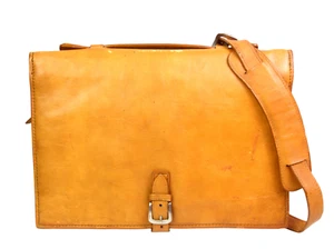 BORSA A TRACOLLA VINTAGE HIDESIGN PELLE MARRONE CHIARO XBODY VALIGETTA ORGANIZER BUSINESS - Foto 1 di 15
