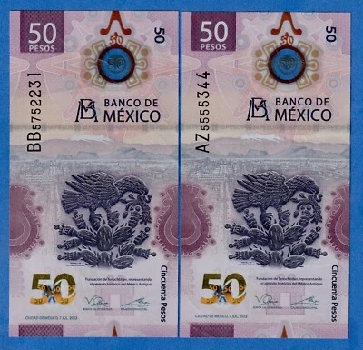 Mexico 50 Pesos 2022 (7th JUL " Victoria " ) P-W133 Circulated Polymer Note - Image 1 of 4