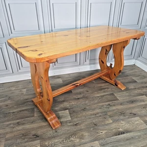 Retro Vintage Solid Wooden Pine Dining Table - Country Farmhouse Refectory Style - Picture 1 of 24