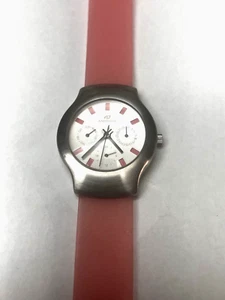 Vintage ANDROID USA Women Pink Stainless Steel Day Date 24hr Hand Needs Battery - Picture 1 of 11