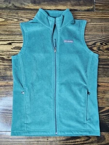 Columbia Girls Fleece Vest Green Size Large 14/16 Zippered Hand Pockets - Picture 1 of 6