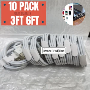 10x Wholesale Lot 3/6FT Cord For iPhone 6 7 8 Plus 11 Pro Max USB Charger Cable - Picture 1 of 16