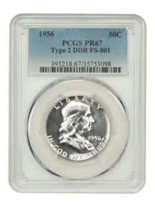 50C PCGS PR67 1956 (Tipo 2, RDA, FS-801) - Imagen 1 de 4
