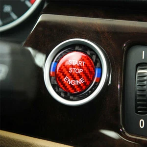 Fits BMW E90 E92 E93 Series Red Carbon Fiber Engine Start Stop Button Cover BI - Picture 1 of 8