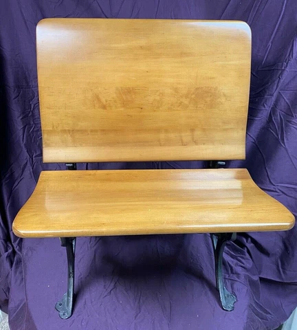 Antique Children's School Desk Wood & Cast Iron With Folding Seat New York - #3 Cover