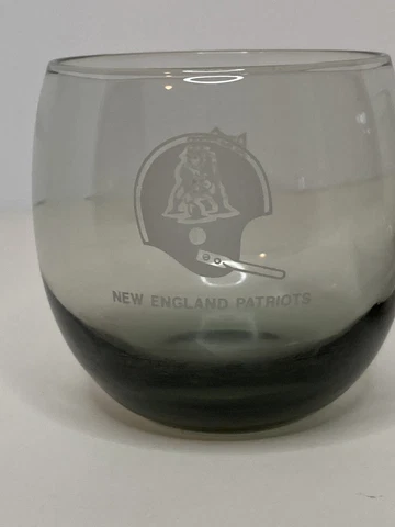 Vintage NFL New England Patriots Cocktail Cups Smoked Glass Lot Of 2 Cover