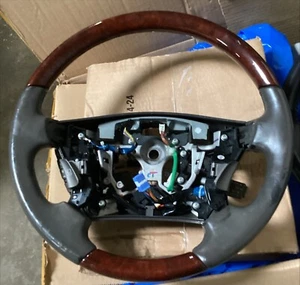 10-12 LEXUS LS460 BRWON LEATHER WOOD GRAIN STEERING WHEEL OEM - Bild 1 von 3