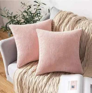 2xMIULEE Sofakissenbezüge Cord 50cmx50cm rosa weich Deko - Bild 1 von 3