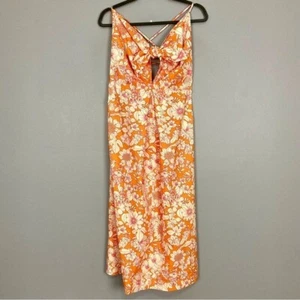 J. Crew 2023 Poplin Midi Dress Women’s Sz XS Tie Front Floral Lace Up Open Back - Picture 1 of 12