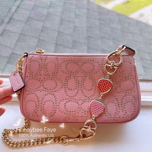 Coach Nolita 19 nuovo con etichetta con rivetti firmati CX262 più catena fragola estesa