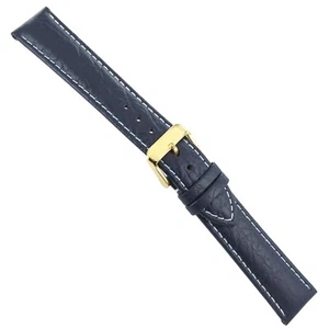 20mm DeBeer Handcrafted Navy Sport Leather Contrast Stitched/Padded Watch Band - Picture 1 of 4