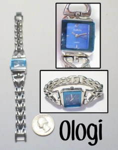OLOGI Blue Face Analog Quartz Square Watch Decorative Bracelet Band 6.75" - Picture 1 of 5