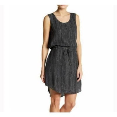 Vestido Eileen Fisher Mujer Pequeño Gris Pequeño Rayas Seda Sin Mangas Silencioso Lujo Foto 1 de 4