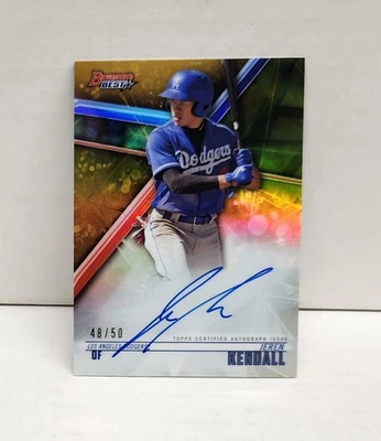 JEREN KENDALL 2018 Bowman's Best GOLD REFRACTOR ~ Dodgers AUTO #'d /50 - Image 1 of 2