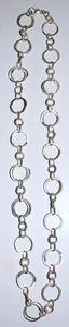Premier Designs Eugenia Necklace 30" (15" Drop) Silver Linked Circles FreeS&H - Foto 1 di 4