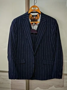 Feraud Men's Pinstripe 3 Piece Suit Waist Coat Trousers Jacket Ch42 W36 Wedding - Picture 1 of 15