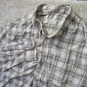 Taylor Stitch Linen Jack Shirt Men 46 2XL Green Plaid Button Down Beach Academia - Picture 1 of 9