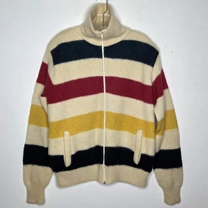 Vintage LL Bean Herren M Hudson Bay Point Streifen Wolle Cardigan Pullover Jacke - Bild 1 von 13