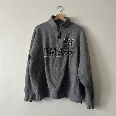 UMass Minutemen Pullover Jacket Mens XL Grey 1/4 Zip Jansport - Image 1 of 4