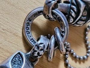 Bill Wall Leather Skull Cross Custom Necklace, chain is 50.5cm, Weight: 35.9g - Picture 1 of 6