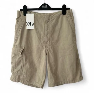 Pantalón corto cargo hombre Zara beige, con etiquetas. - Imagen 1 de 5