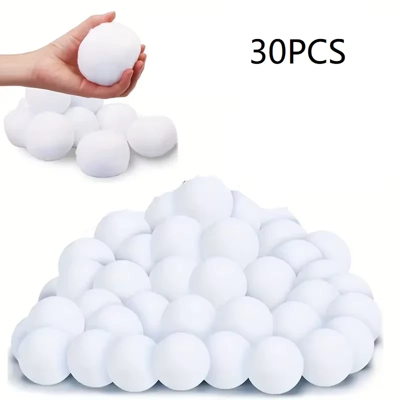 30Pcs Soft Fake Snow Balls White Plush Snow Balls Pendant Winter Indoor Outdoor - Image 1 of 4
