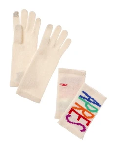 Hannah Rose Apres Intarsia 3-In-1 Cashmere Gloves Women's White - Picture 1 of 2