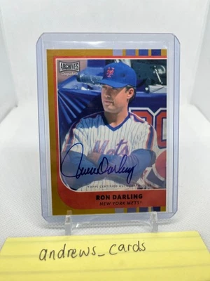 Ron Darling -2021 Topps Archives Snapshots - Gold #'d 1/10 SSP On Card Auto Mets - Image 1 of 2