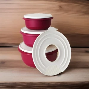 Tupperware Rührschüssel Pro 3,5 L+2 L +1 L pink + Spritzschutzdeckel Backen NEU - Bild 1 von 1