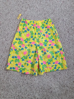 Pantalones Cortos Lilly Pulitzer Algodón Cintura Alta Años 70 De Colección Raro Talla 8 Cometas Amarillas Foto 1 de 4