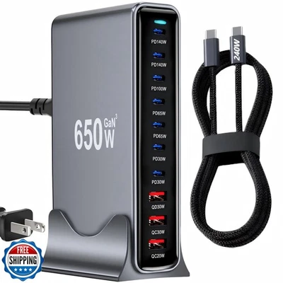 650W USB C Fast Charger Block,Dual PD 3.1 140W USB Charging Station, GaN Ⅲ Pr - Image 1 of 4