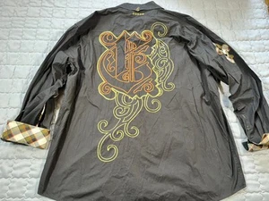 Y2K VTG Coogi Australia Mens Long Sleeve Button Up Size 4XL Black Cursive Letter - Picture 1 of 14