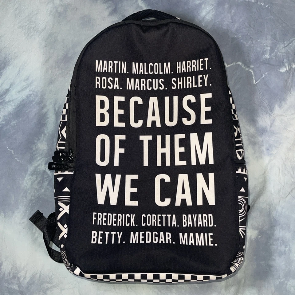 Because Of Then We Can Backpack Adjustable Straps Black & White Padded - Image 1 of 4