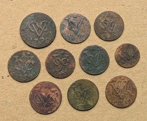 Lots 10 Pcs Dutch Netherlands VOC 1735 - 1791 Duit Mixed YEAR & Type Coin_Z241 - Picture 1 of 4