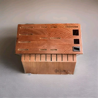 CUTCO 刀座 24 插槽天然硬木樱桃饰面美国制造 — 第 1/4 张图片