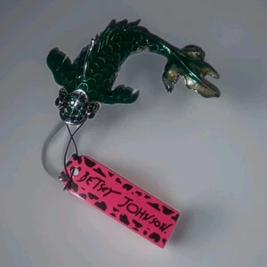 Betsey Johnson schöne KOI Brosche/Anstecknadel/Anhänger grüner Goldfisch - Bild 1 von 8
