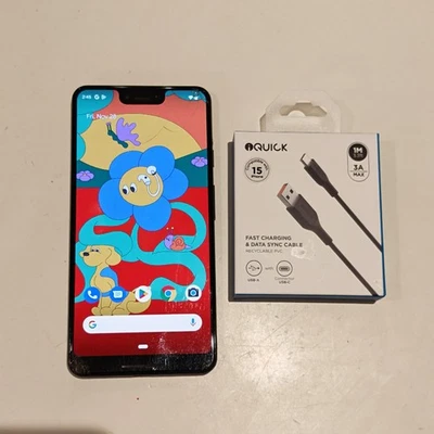 Google Pixel 3 XL - 64GB Black Aus model unlocked * CRACKED GLASS* WORKING  - image 1 of 4