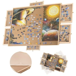 Nattork 1500 Piece Wooden Jigsaw Puzzle Board - 6 Drawers, Rotating Table Wit... - Picture 1 of 7