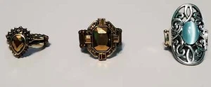 Rings Stretch Three Assorted - Silver Tone - Antique Gold Tone - Various colors - Picture 1 of 2