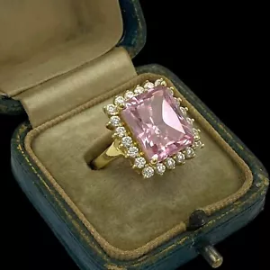 Princess Cut Simulated Sapphire Stunning Engagement Ring 14k Yellow Gold Plated - Picture 1 of 5
